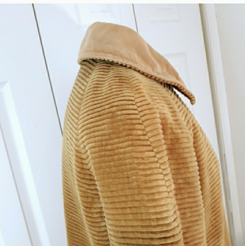 Vintage Amco Tan Wide Whale Corduroy Coat With Sherpa Lined Warm Size M/L - Picture 6 of 13